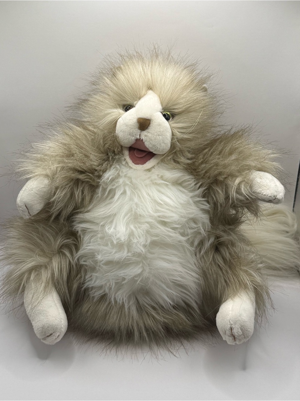 Folkmanis Big Fluffy Cat Hand Puppet Plush Stuffed Animal